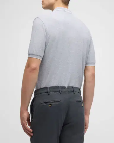 Brunello Cucinelli Men's Solid Pique Polo Shirt | Thumbnail 2 Brunello Cucinelli Men's Solid Pique Polo Shirt | Thumbnail 2