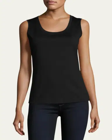 Lafayette 148 New York Stretch Cotton Scoop Neck Tank | Thumbnail 4