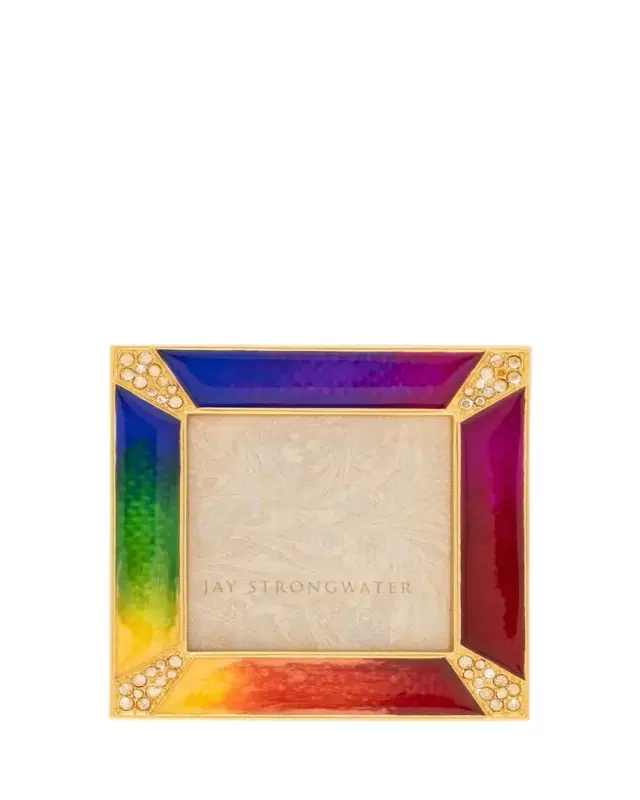 Jay Strongwater Rainbow Pave Corner Square Frame, 2"Sq.