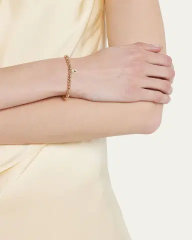 Sydney Evan 14k Gold 4mm Bead & Diamond Evil Eye Bracelet | Thumbnail 2