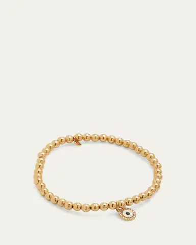 Sydney Evan 14k Gold 4mm Bead & Diamond Evil Eye Bracelet | Thumbnail 4