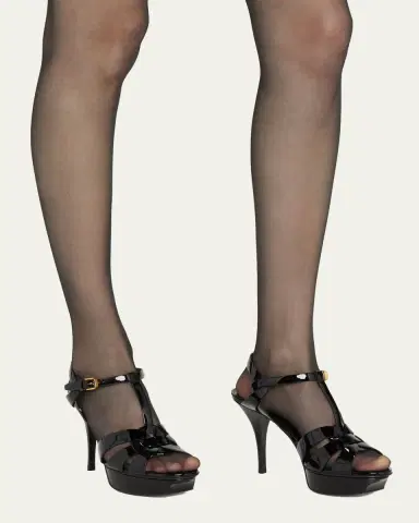 Saint Laurent Tribute Patent Sandals, 4" Heel | Thumbnail 2 Saint Laurent Tribute Patent Sandals, 4" Heel | Thumbnail 2