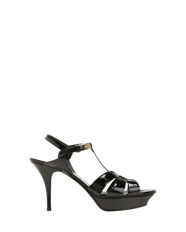 Saint Laurent Tribute Patent Sandals, 4" Heel