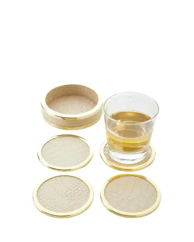 AERIN Colette Croc-Embossed Leather Coasters, Set of 4 | Thumbnail 1