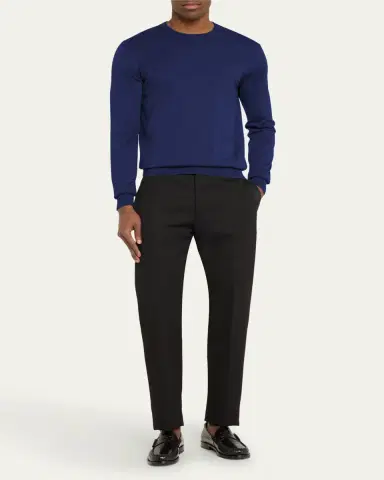 Charvet Men's Solid Cashmere-Silk Crewneck Sweater | Thumbnail 2