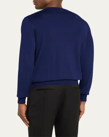 Charvet Men's Solid Cashmere-Silk Crewneck Sweater | Thumbnail 3