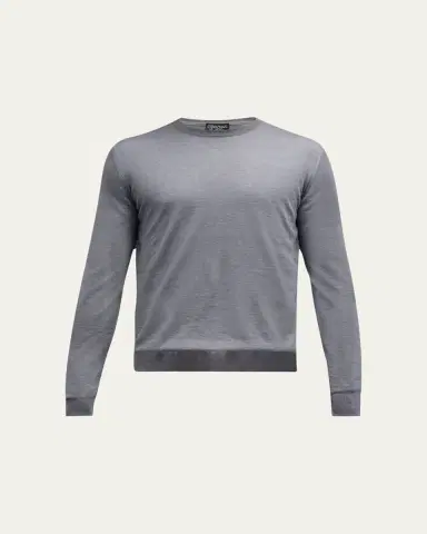 Charvet Men's Solid Cashmere-Silk Crewneck Sweater | Thumbnail 6