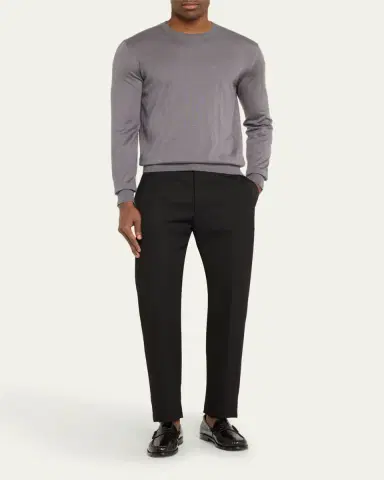 Charvet Men's Solid Cashmere-Silk Crewneck Sweater | Thumbnail 7