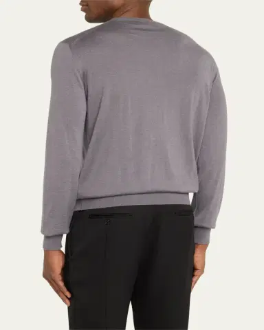Charvet Men's Solid Cashmere-Silk Crewneck Sweater | Thumbnail 8