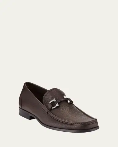 Ferragamo Men's Grandioso Grained Calfskin Gancini Loafer | Thumbnail 7