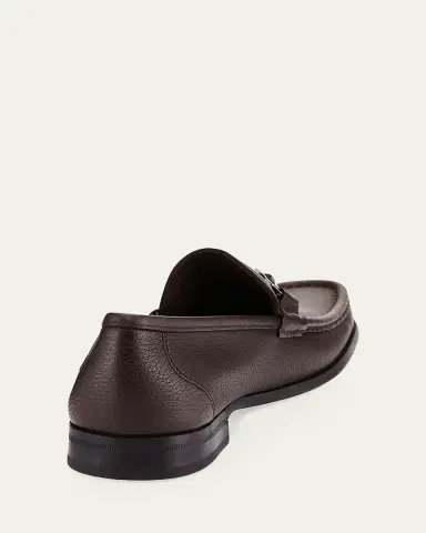 Ferragamo Men's Grandioso Grained Calfskin Gancini Loafer | Thumbnail 8