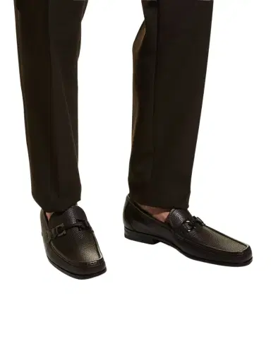 Ferragamo Men's Grandioso Grained Calfskin Gancini Loafer | Thumbnail 1