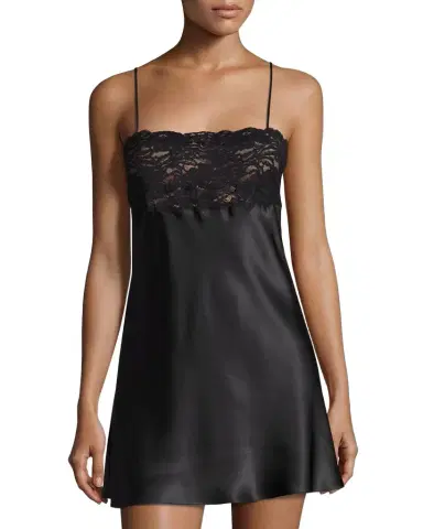 Christine Lingerie Bijoux Lace-Trim Silk Chemise | Thumbnail 1 Christine Lingerie Bijoux Lace-Trim Silk Chemise | Thumbnail 1