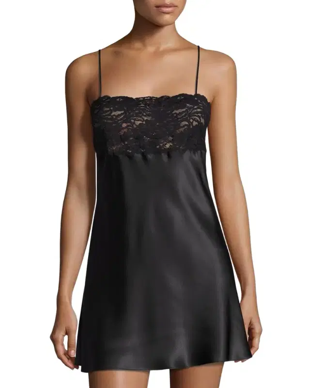 Bijoux Lace-Trim Silk Chemise