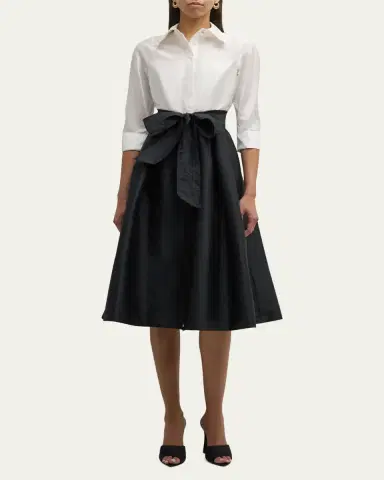 Rickie Freeman for Teri Jon Two-Tone 3/4-Sleeve Taffeta Shirtdress | Thumbnail 2 Rickie Freeman for Teri Jon Two-Tone 3/4-Sleeve Taffeta Shirtdress | Thumbnail 2