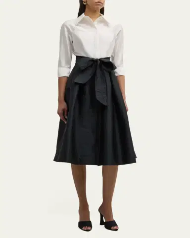 Rickie Freeman for Teri Jon Two-Tone 3/4-Sleeve Taffeta Shirtdress | Thumbnail 4 Rickie Freeman for Teri Jon Two-Tone 3/4-Sleeve Taffeta Shirtdress | Thumbnail 4