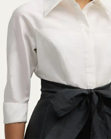 Rickie Freeman for Teri Jon Two-Tone 3/4-Sleeve Taffeta Shirtdress | Thumbnail 5 Rickie Freeman for Teri Jon Two-Tone 3/4-Sleeve Taffeta Shirtdress | Thumbnail 5