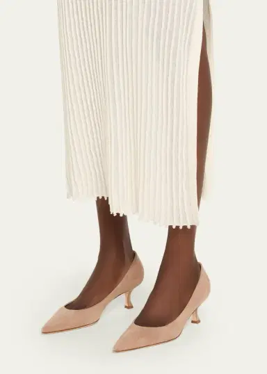 Manolo Blahnik 50mm Srila Suede Kitten Heel Pumps | Thumbnail 2