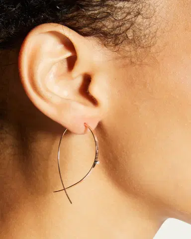 Lana 14K Gold Small Flat Diamond Hoop Earrings | Thumbnail 2