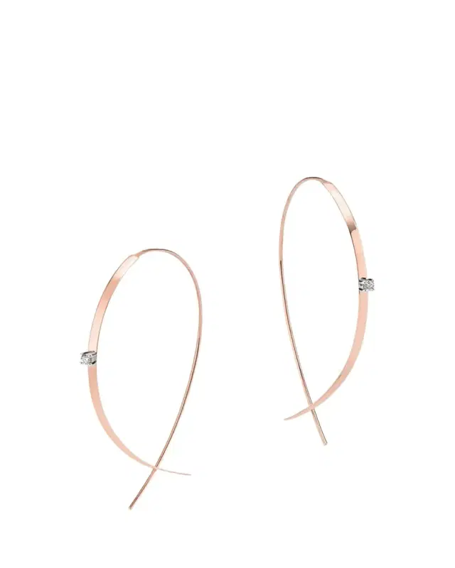 Lana 14K Gold Small Flat Diamond Hoop Earrings