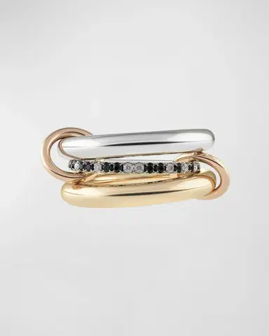 Spinelli Kilcollin Libra 18k Gold & Silver 3-Link Ring w/ Micropave Diamonds | Thumbnail 3 Spinelli Kilcollin Libra 18k Gold & Silver 3-Link Ring w/ Micropave Diamonds | Thumbnail 3
