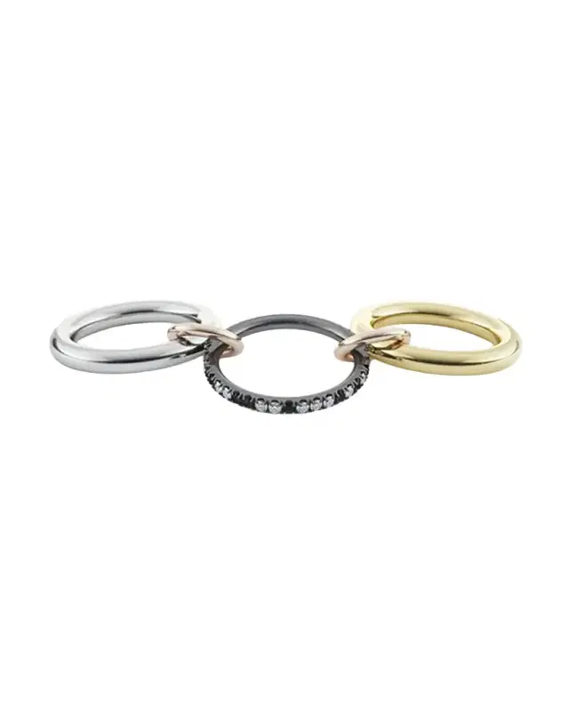 Libra 18k Gold & Silver 3-Link Ring w/ Micropave Diamonds