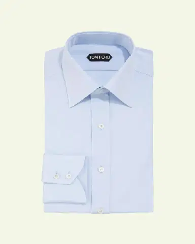 Tom Ford Men's Solid Poplin Dress Shirt | Thumbnail 2