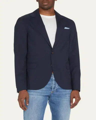 Brunello Cucinelli Men's Super 150s Lightweight Wool and Silk Blazer | Thumbnail 4 Brunello Cucinelli Men's Super 150s Lightweight Wool and Silk Blazer | Thumbnail 4