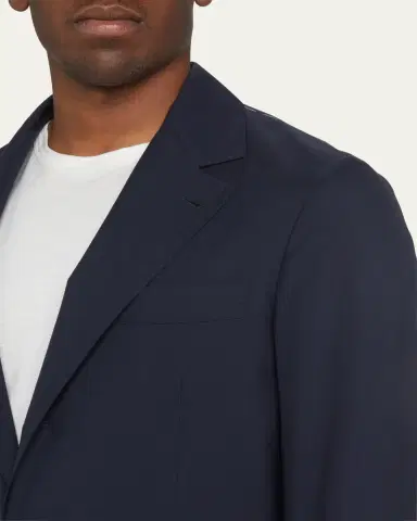 Brunello Cucinelli Men's Super 150s Lightweight Wool and Silk Blazer | Thumbnail 5 Brunello Cucinelli Men's Super 150s Lightweight Wool and Silk Blazer | Thumbnail 5