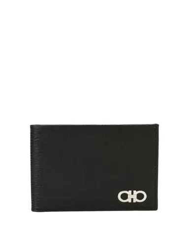 Ferragamo Men's Revival Gancini Bi-Fold Leather Wallet, Black/Red | Thumbnail 1 Ferragamo Men's Revival Gancini Bi-Fold Leather Wallet, Black/Red | Thumbnail 1