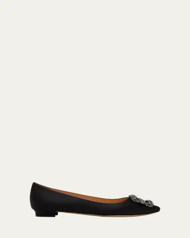 Manolo Blahnik Hangisi Crystal-Buckle Satin Flat | Thumbnail 2 Manolo Blahnik Hangisi Crystal-Buckle Satin Flat | Thumbnail 2