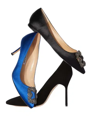Manolo Blahnik Hangisi Crystal-Buckle Satin Flat | Thumbnail 1 Manolo Blahnik Hangisi Crystal-Buckle Satin Flat | Thumbnail 1