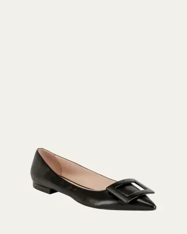 Roger Vivier Gommettine Leather Ballet Flats with Tonal Buckle | Thumbnail 2 Roger Vivier Gommettine Leather Ballet Flats with Tonal Buckle | Thumbnail 2