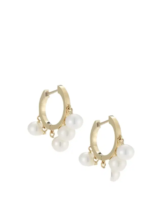 Pearl Tassel Huggie Hoop Earrings