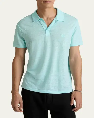 Vilebrequin Men's Linen Jersey Johnny Collar Polo Shirt | Thumbnail 3