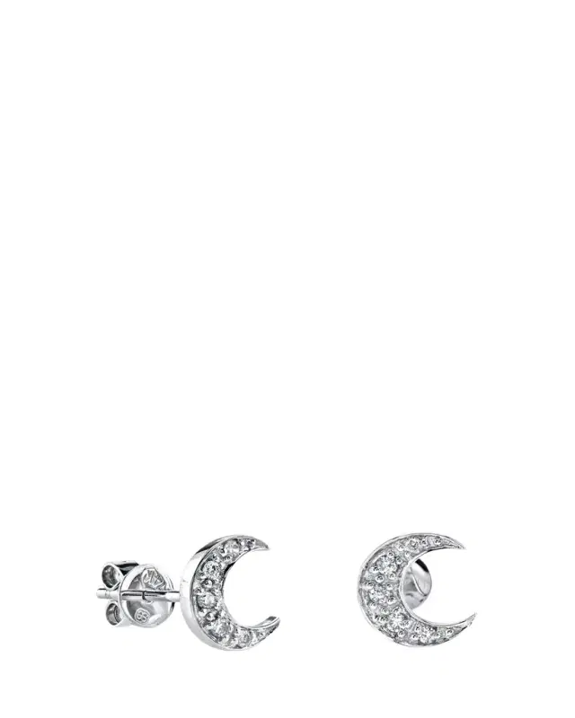 Sydney Evan 14k Pave Diamond Crescent Moon Single Stud Earring
