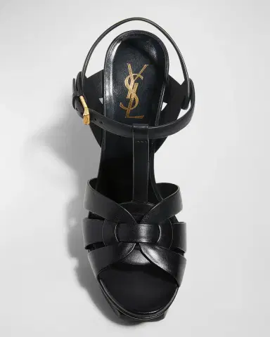 Saint Laurent Tribute Leather T-Strap Platform Sandals | Thumbnail 4 Saint Laurent Tribute Leather T-Strap Platform Sandals | Thumbnail 4