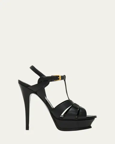 Saint Laurent Tribute Leather T-Strap Platform Sandals | Thumbnail 5 Saint Laurent Tribute Leather T-Strap Platform Sandals | Thumbnail 5