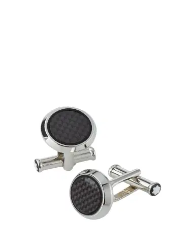 Montblanc Men's Round Carbon Fiber Cufflinks | Thumbnail 1 Montblanc Men's Round Carbon Fiber Cufflinks | Thumbnail 1