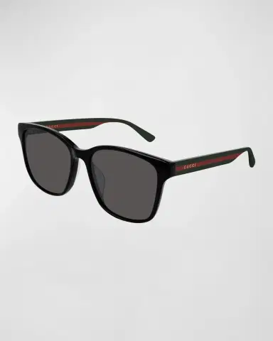 Gucci Men's Square Acetate Sunglasses with Signature Web | Thumbnail 2