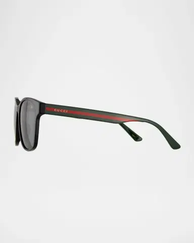 Gucci Men's Square Acetate Sunglasses with Signature Web | Thumbnail 3