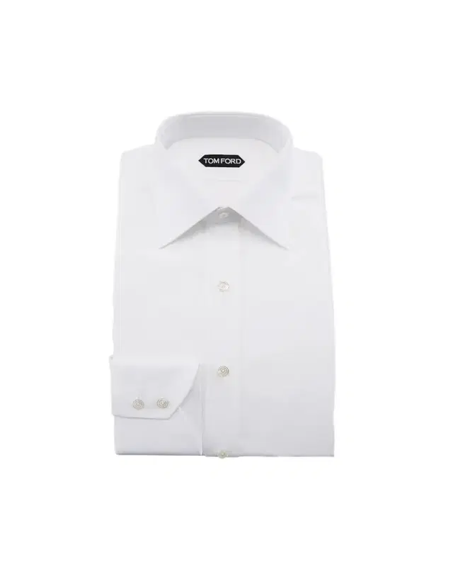 Solid Barrel-Cuff Dress Shirt, White