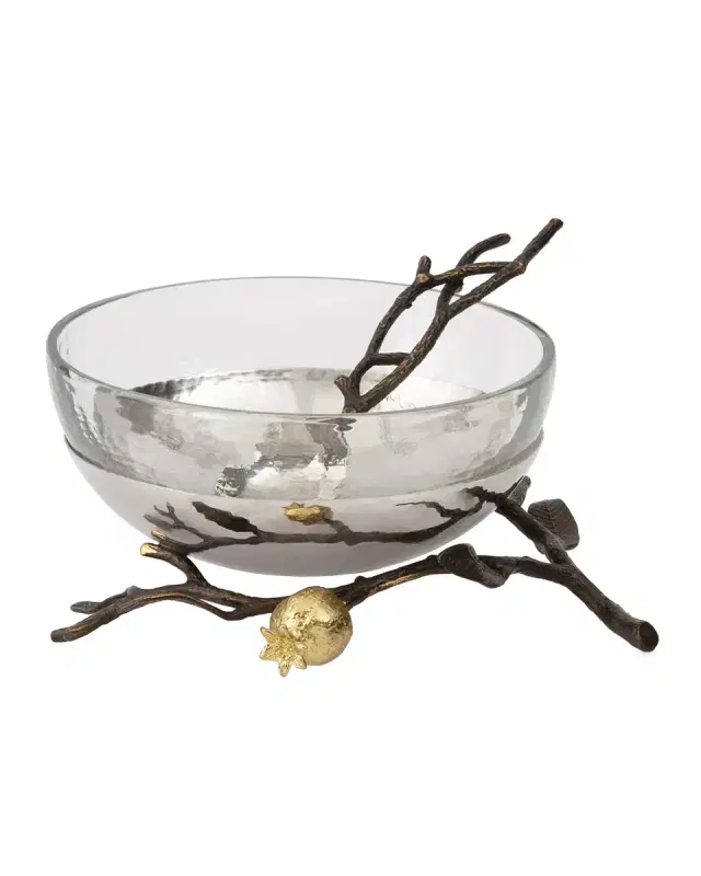 Pomegranate Glass Bowl with Spoon