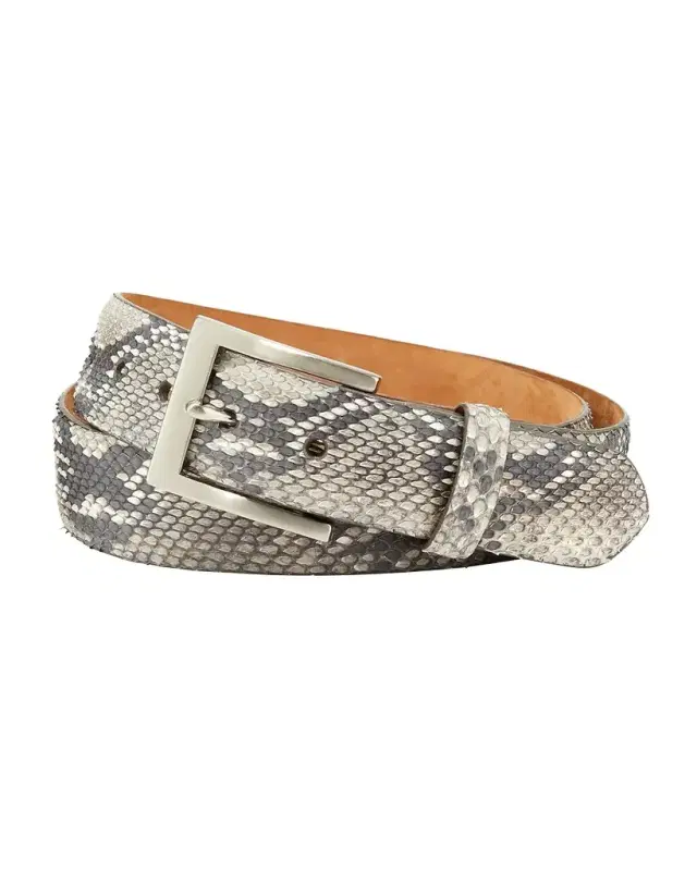 W. Kleinberg Men's Matte Python Snakeskin Belt