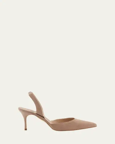 Manolo Blahnik Carolyne Suede Mid-Heel Slingback Pump | Thumbnail 11 Manolo Blahnik Carolyne Suede Mid-Heel Slingback Pump | Thumbnail 11