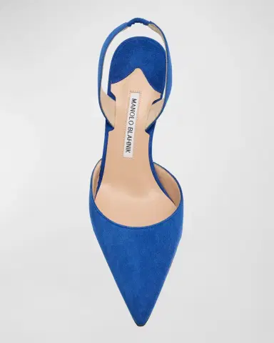 Manolo Blahnik Carolyne Suede Mid-Heel Slingback Pump | Thumbnail 4 Manolo Blahnik Carolyne Suede Mid-Heel Slingback Pump | Thumbnail 4