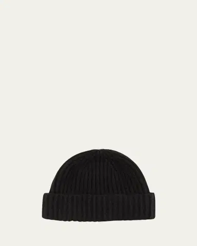 Bergdorf Goodman Men's Rib-Knit Cashmere Beanie Hat | Thumbnail 2