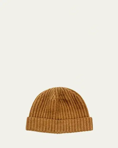 Bergdorf Goodman Men's Rib-Knit Cashmere Beanie Hat | Thumbnail 3