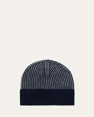 Bergdorf Goodman Men's Rib-Knit Cashmere Beanie Hat | Thumbnail 7