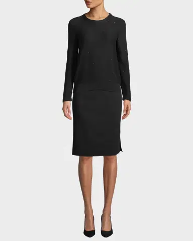 Akris Wool-Blend Knee-Length Pencil Skirt | Thumbnail 9